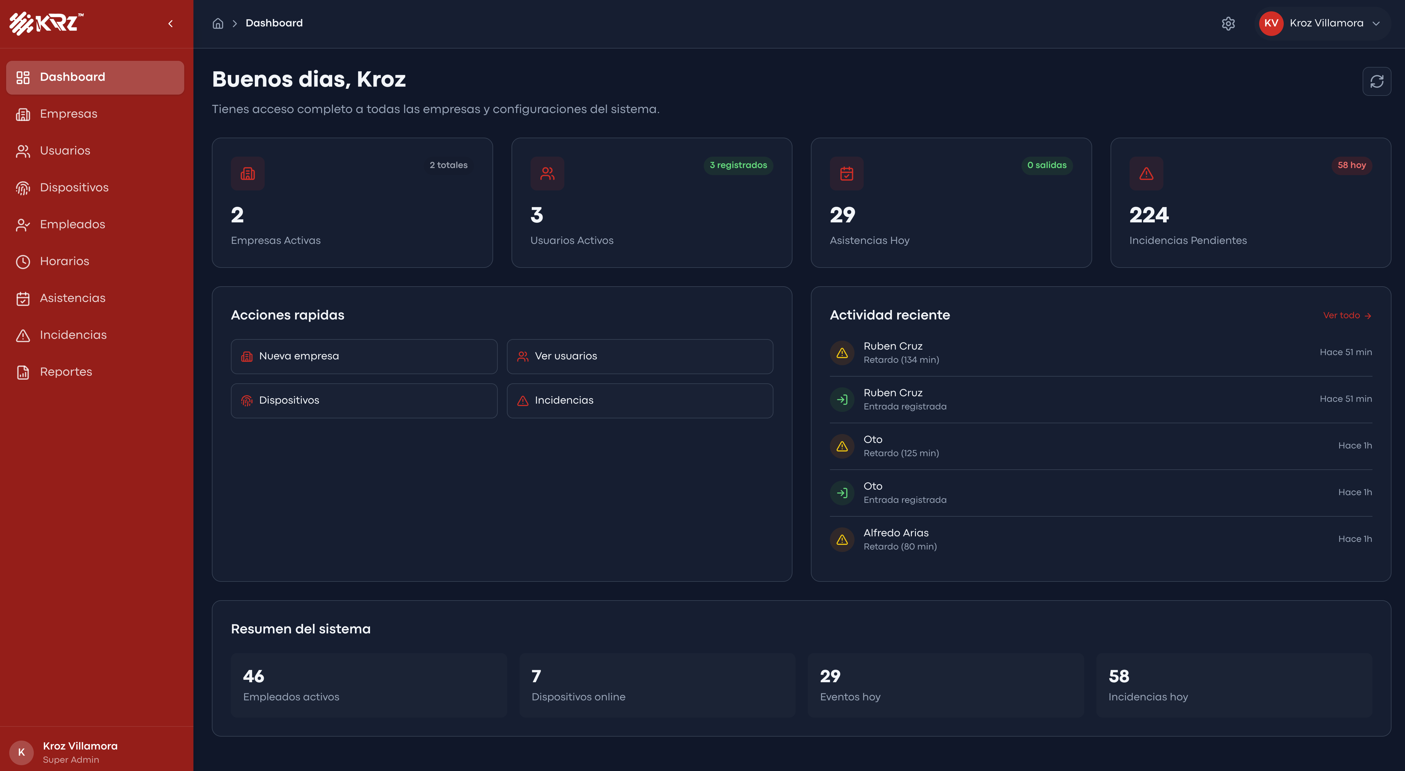 Control de Asistencia - proyecto de software desarrollado por KRZ